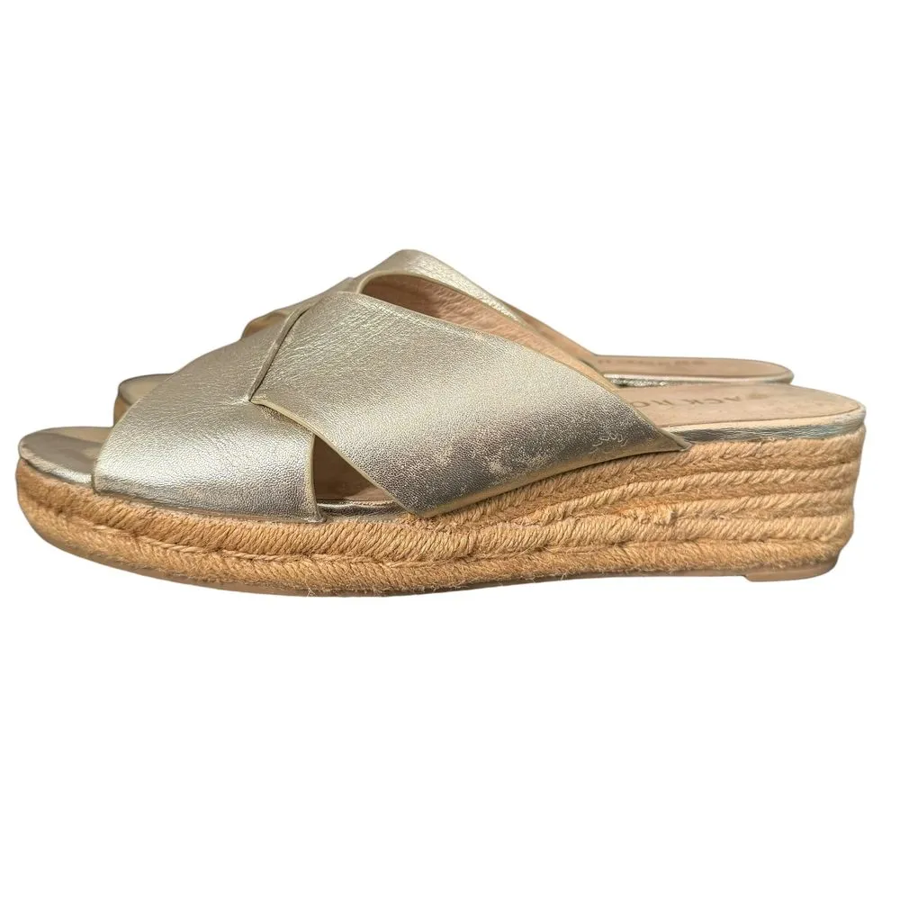 Jack‎ Rogers Slotted Sloane Metallic Gold Sandals Womens 10 Espadrille Slides - Image 14