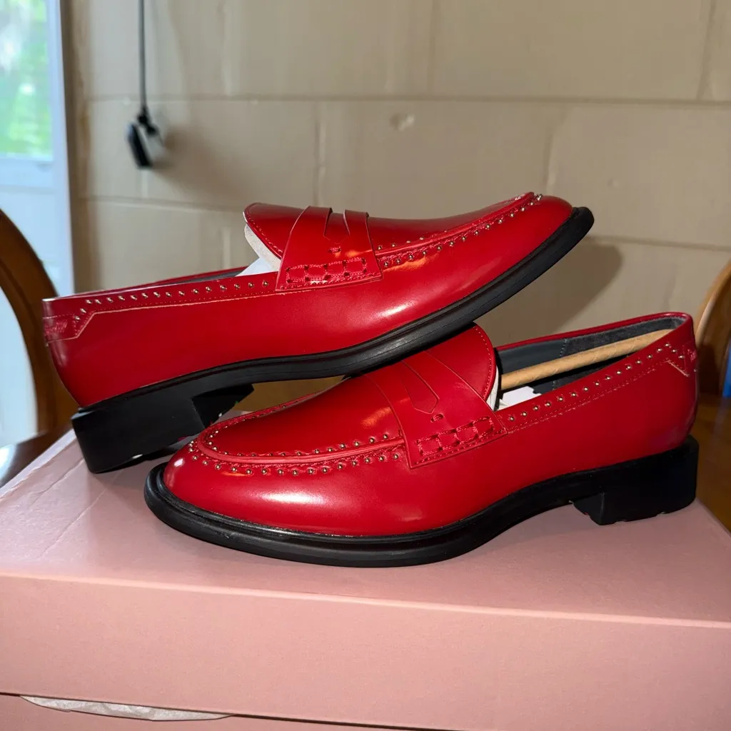 Franco Sarto A-Eden Studded Loafers | Red Patent | NWT | Women’s Size 6 - Image 6