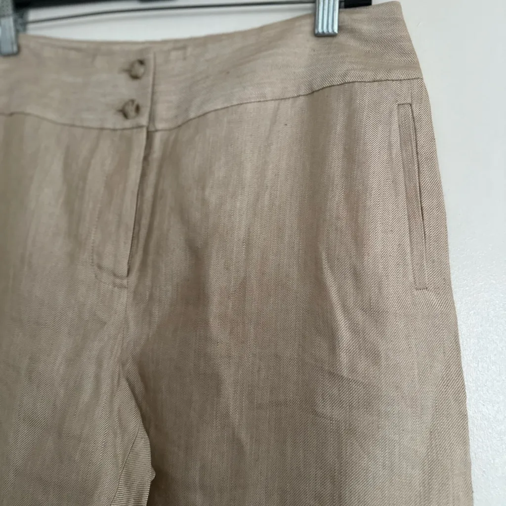 NWOT Jones New York Women’s Sz: 8P Tan Linen Flat Front Wide Leg Wide Hem Pants. - Image 9