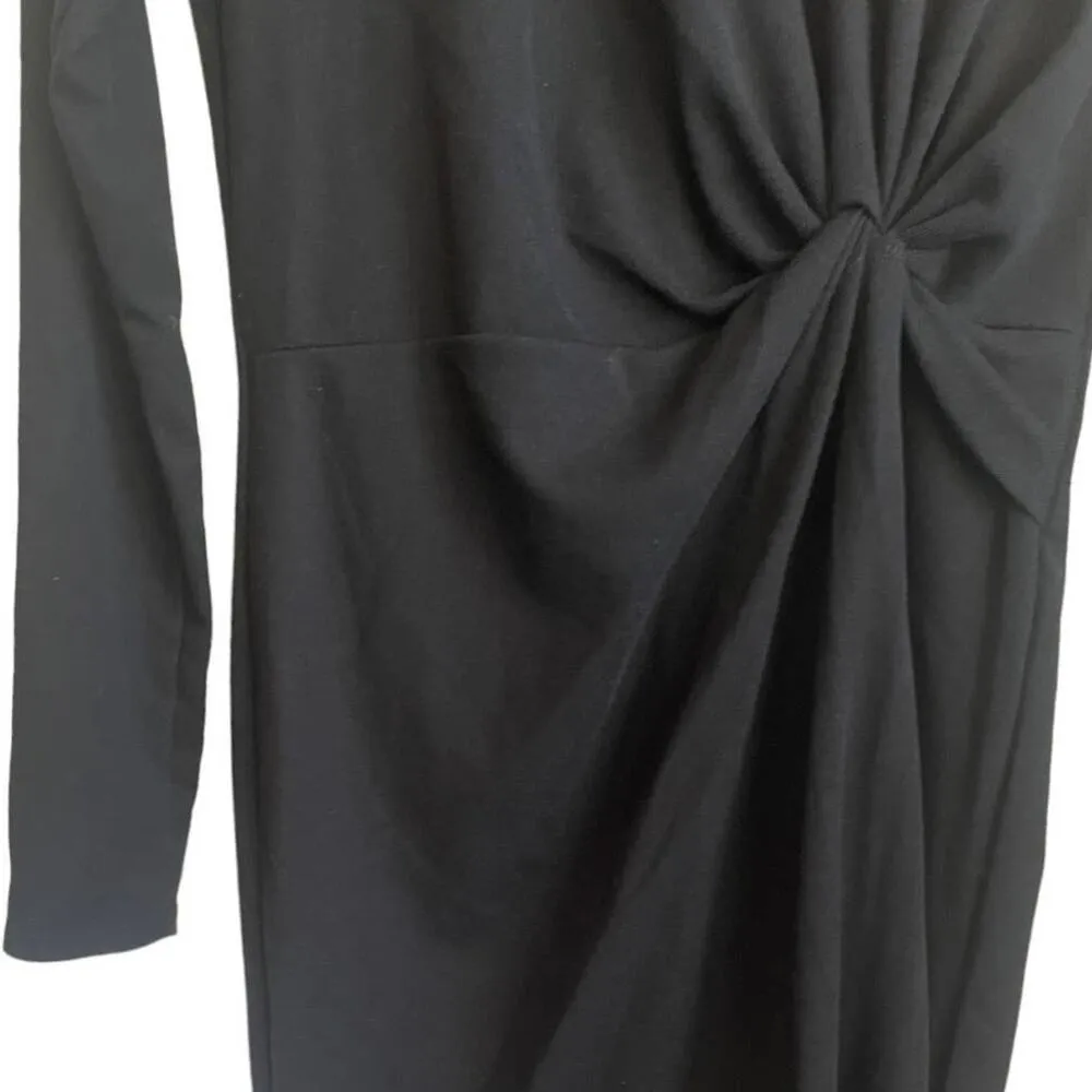 Socialite Women Sheath Dress L Black Faux Wrap Comfort Stretch Retro Capsule NEW - Image 8