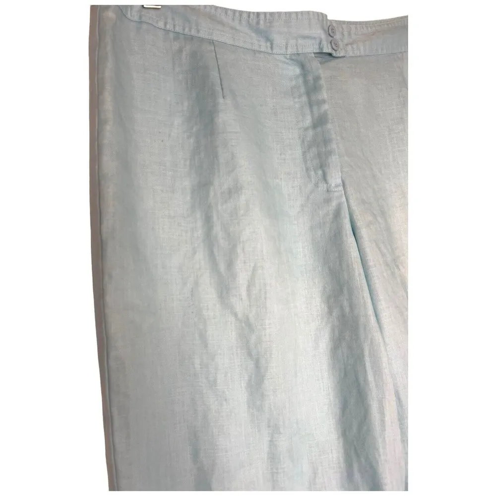 Liz Claiborne Pants Womens 14 Linen Audra Wide Leg Beach Lagenlook Mint Blue - Image 8