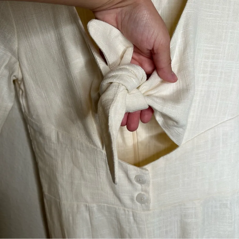 STAUD NWT  wide leg linen blend jumpsuit cream 2 - Image 5