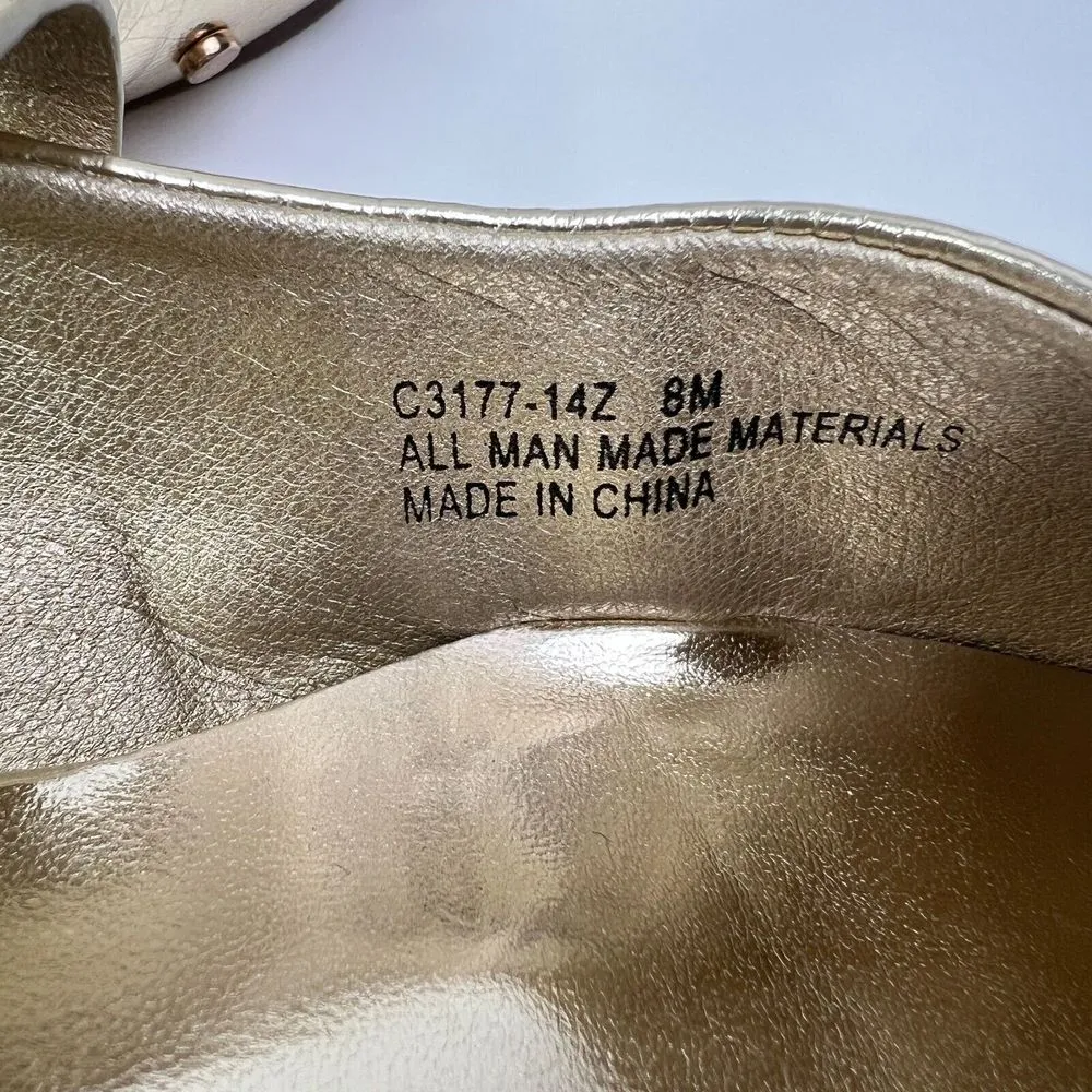 Diba Ballerina Shoe Women 8M Studded Golden Pointed Toe Buckle Strap Ballet Flat Gold Size 8 - Image 7