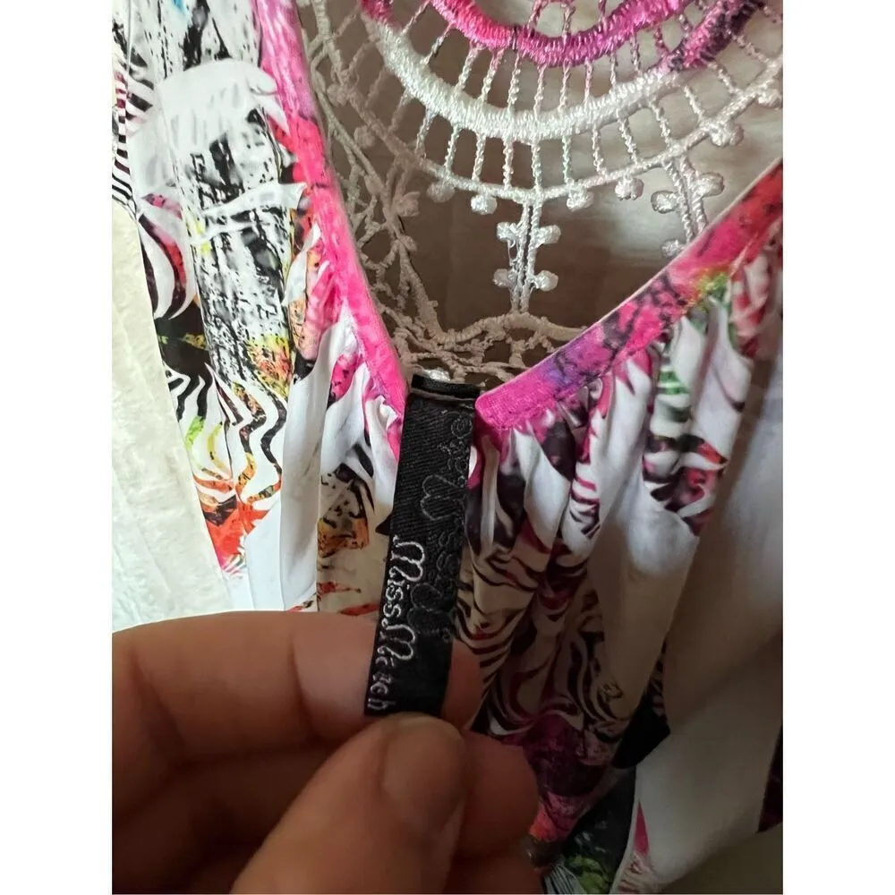 Miss Match Multicolored Patterned Tank Top Dress Woman’s Size Small White - Image 4