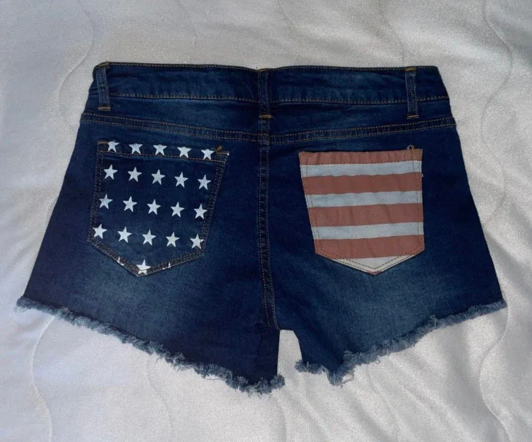 American Flag Jean Shorts - Image 3