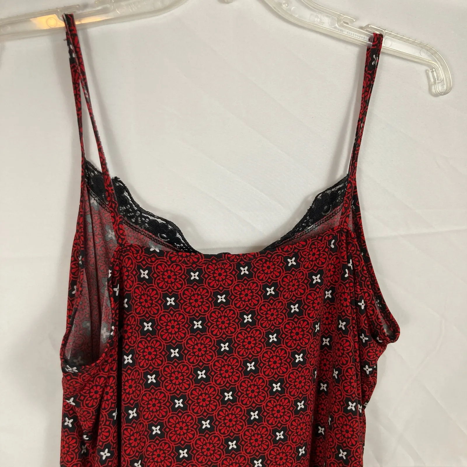 Y2K Unbranded Womens XL Red Geo Lace Trim Cami Vamp Whimsigoth Witchy Romantic - Image 11