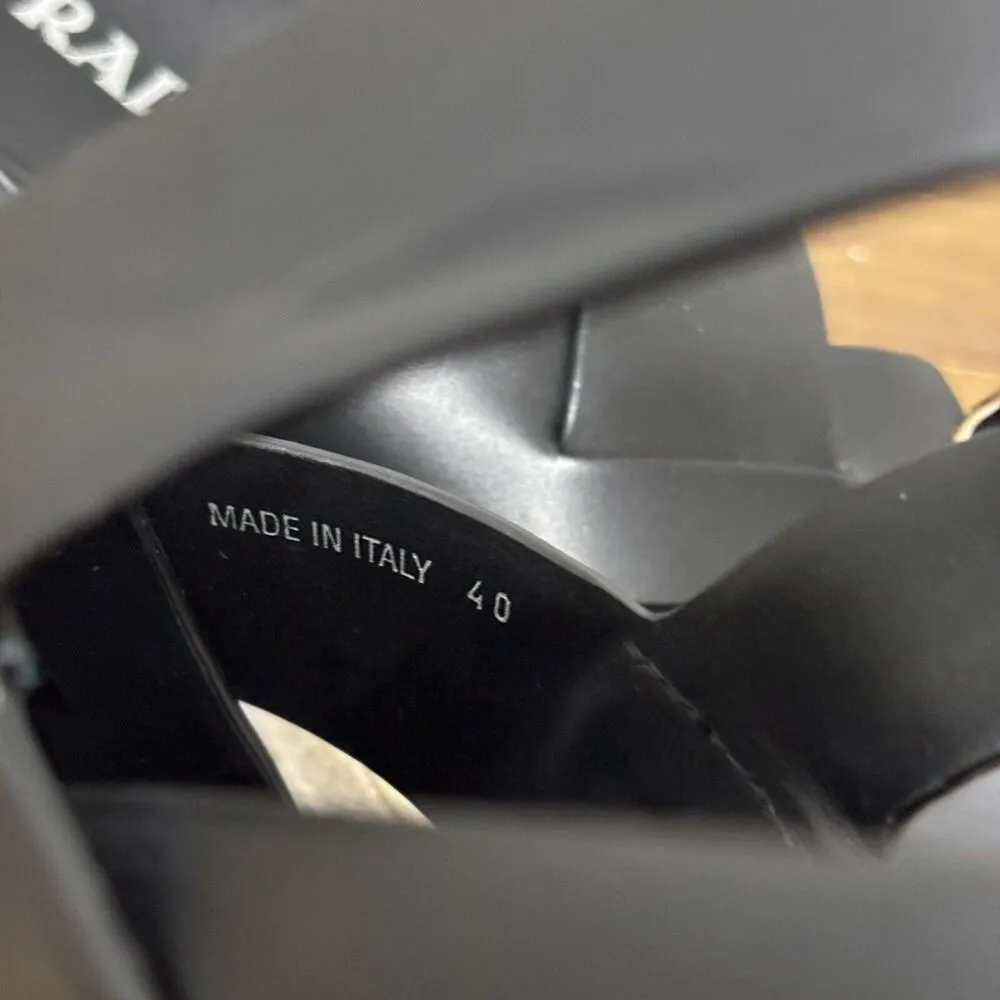 Prada Size 9 EU40 Black Leather Flatform Espadrilles Slingback Platform Sandals - Image 7