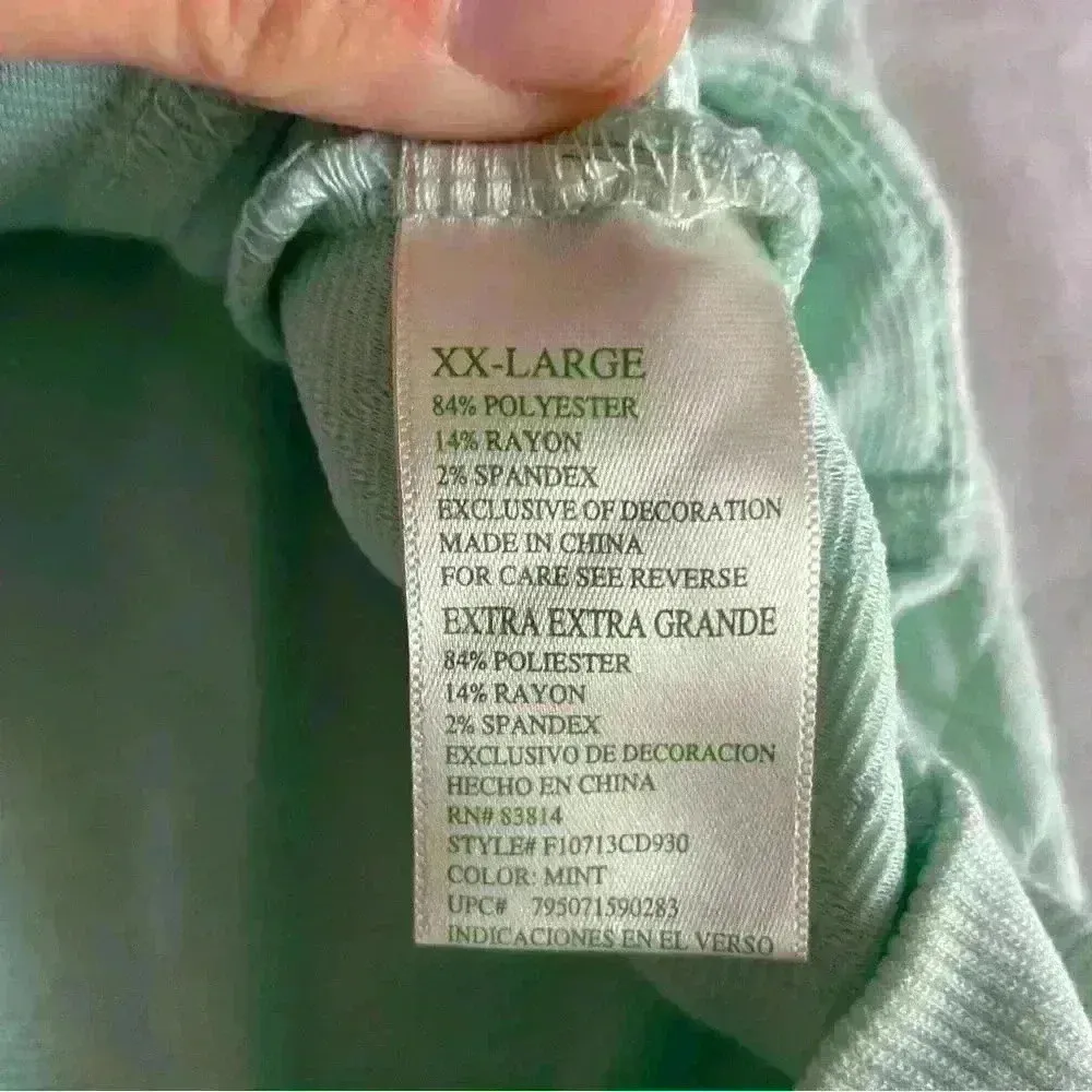 GreenTea Pullover Sweater Mint Women's Size XXL Mock Neck Long Sleeve Active Green - Image 3