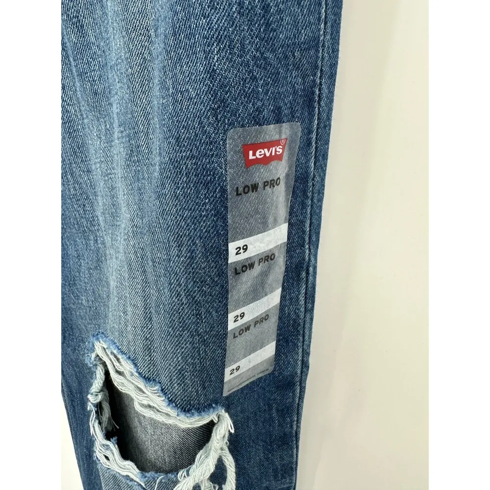 Levi's Womens 29 NWT Low Pro Straight Denim Jeans Loose Distressed Fit Baggy - Image 5