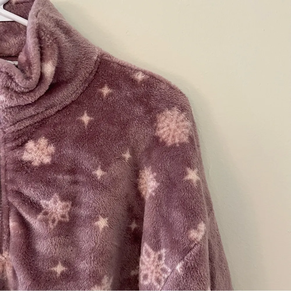 Cozie by Pink Rose pink and purple snowflake faux fur warm winter fluffy top - Image 2