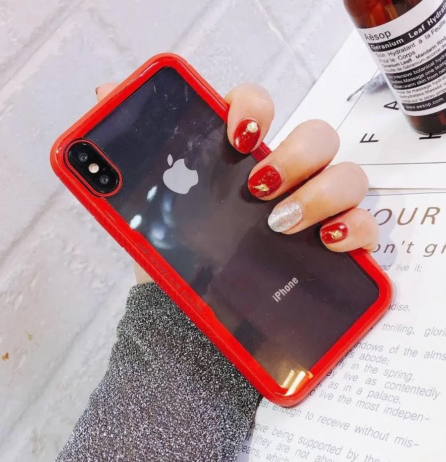 iPhone XS Max Stylish Shock Resistant Tempered Glass Case Red - Image 4