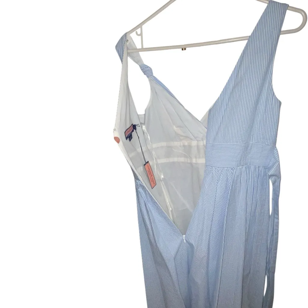 New Vineyard Vines Searsucker Ocean Breeze Dress Blue White Coastal preppy - Image 8