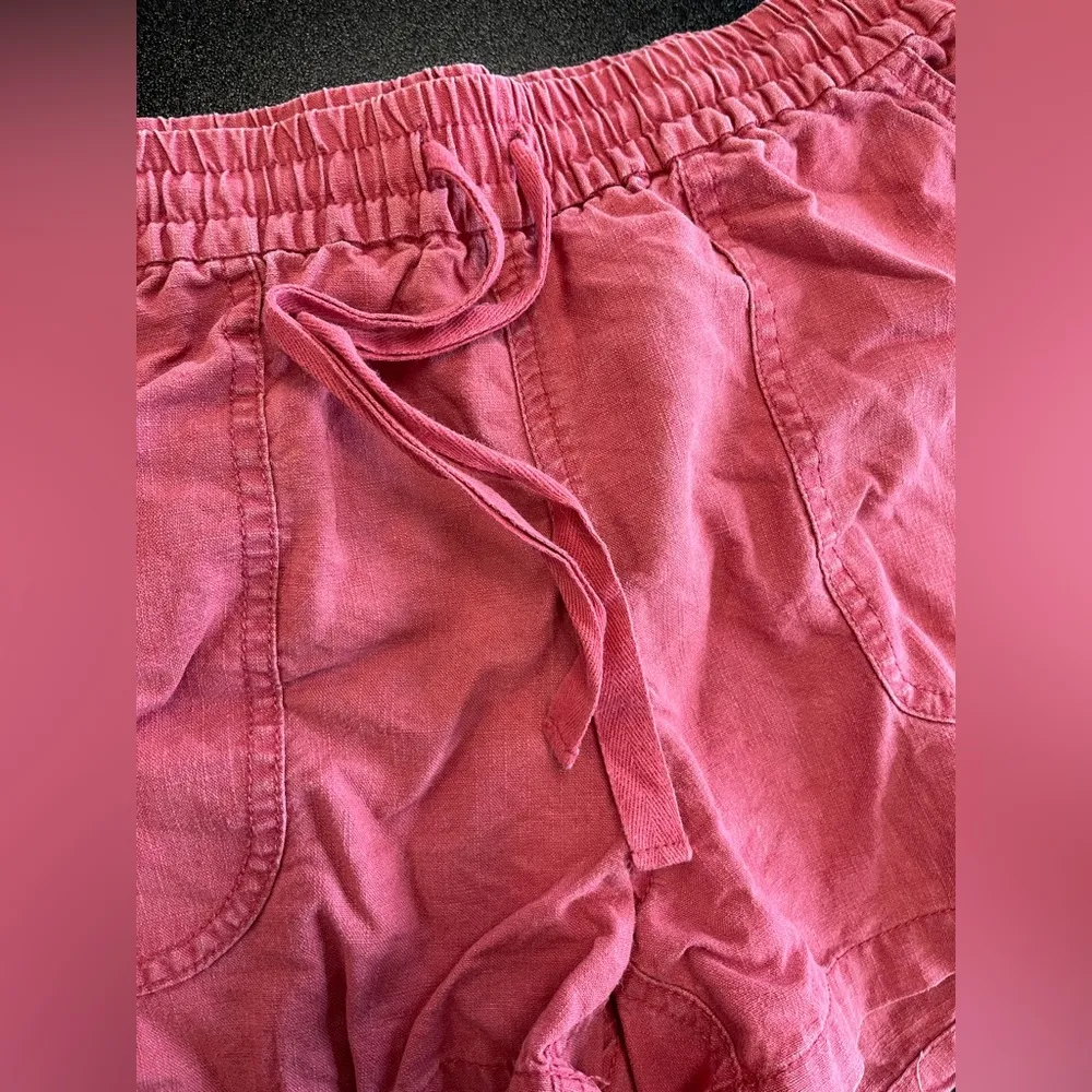 J.Crew Pont Sur Nantucket Linen & Lyocell Blend XS Red Pull On Shorts - Image 3