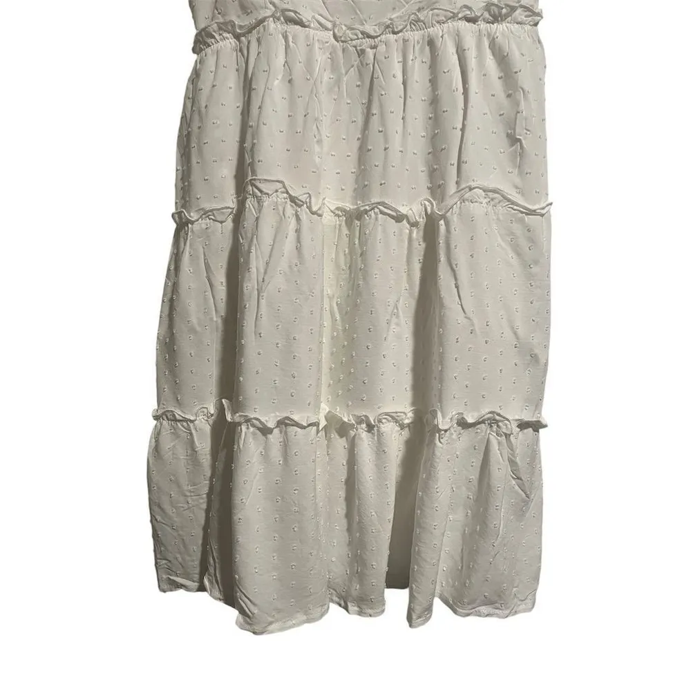 SHEIN Babydoll Sun Dress Women's Size Medium White Tiered Ruffle Sleeveless NEW - Image 5