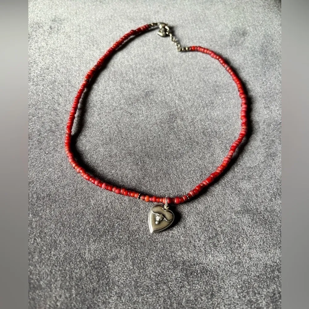 Vintage Red Shubes Manufacturing Inc Sterling Silver Heart Bull Pendant Necklace - Image 15