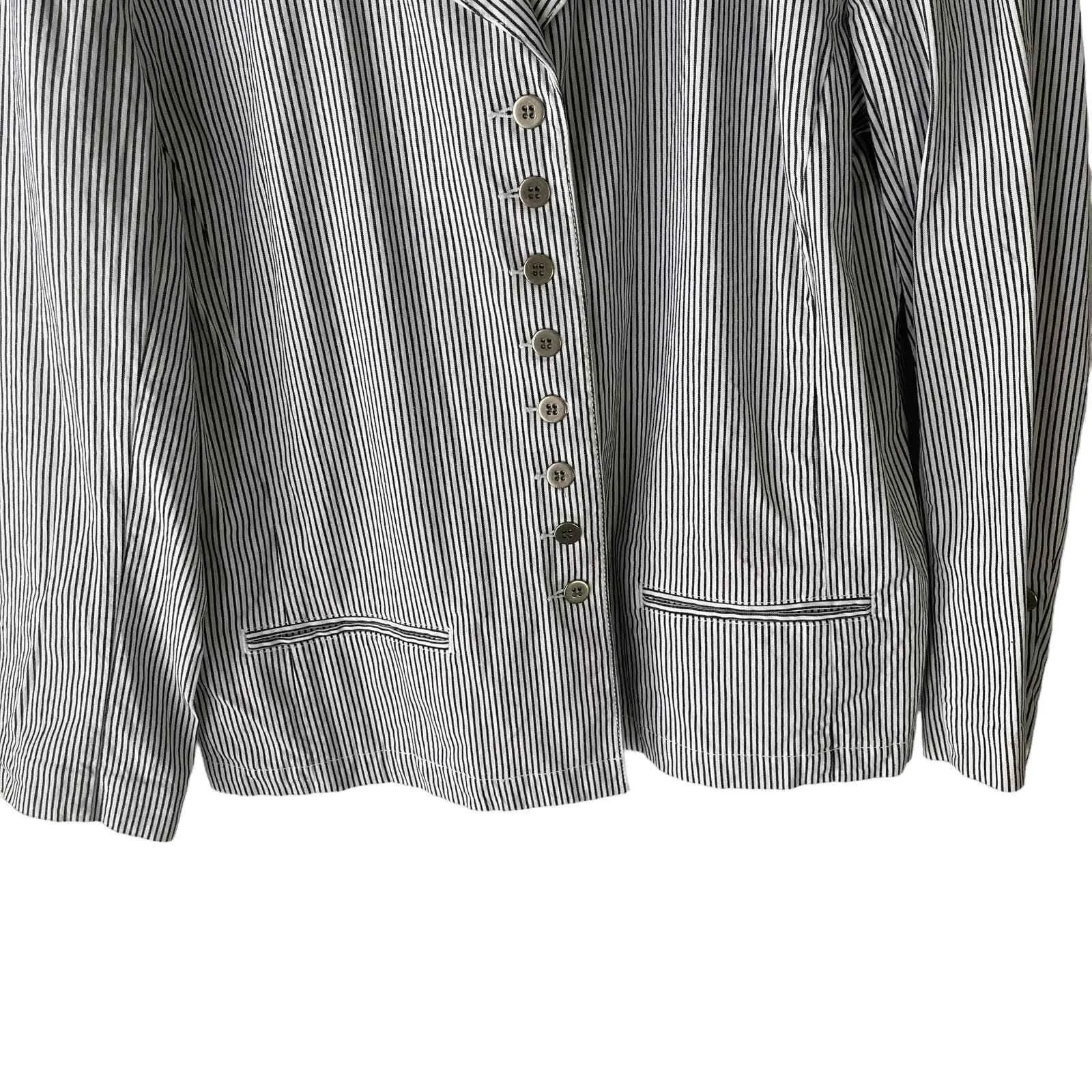 Chicos Size‎ 3 Large Stripped Button Up Cotton Jacket - Image 3