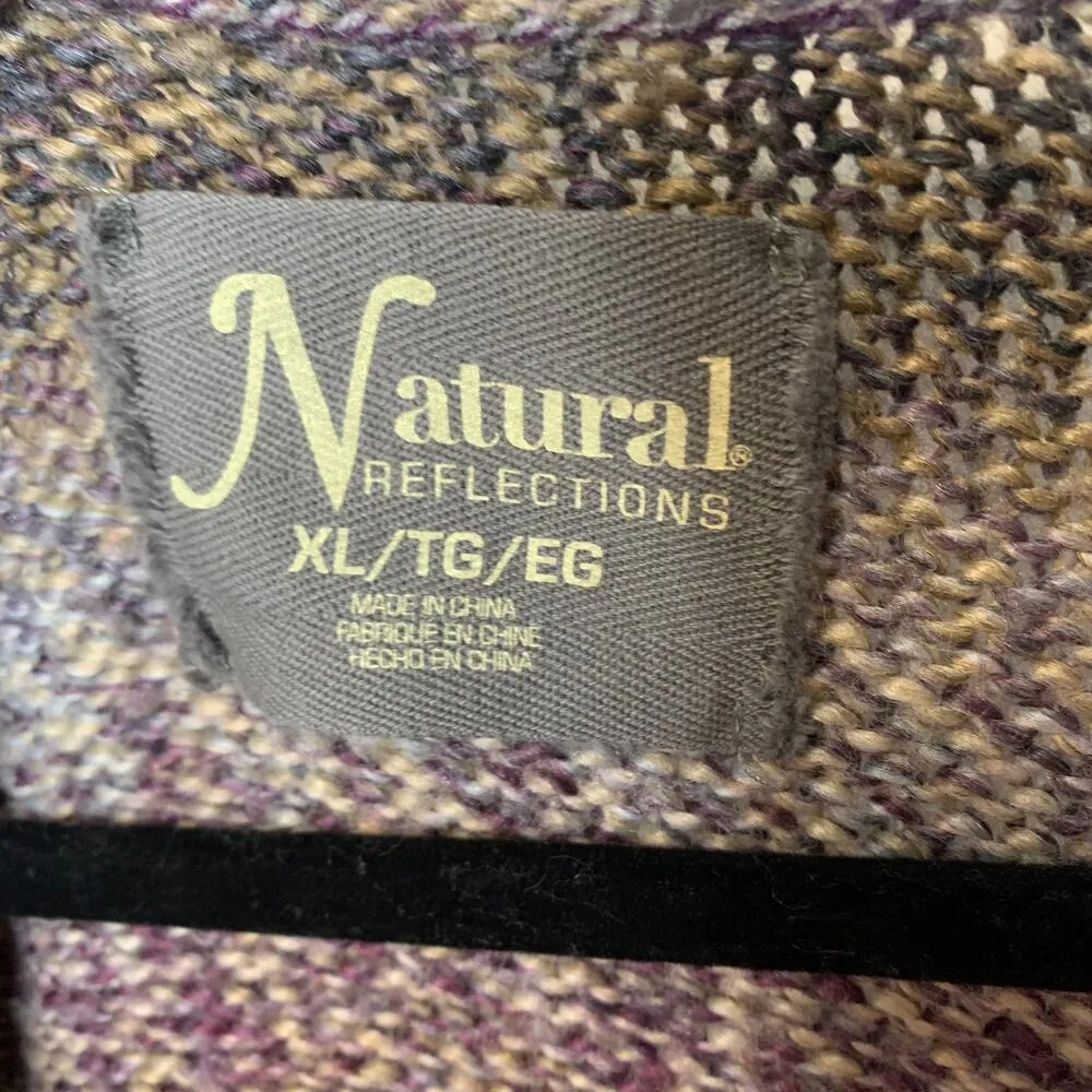 Natural Reflections Sz XL Gray Purple Marled Long Sweater Cardigan - Image 4