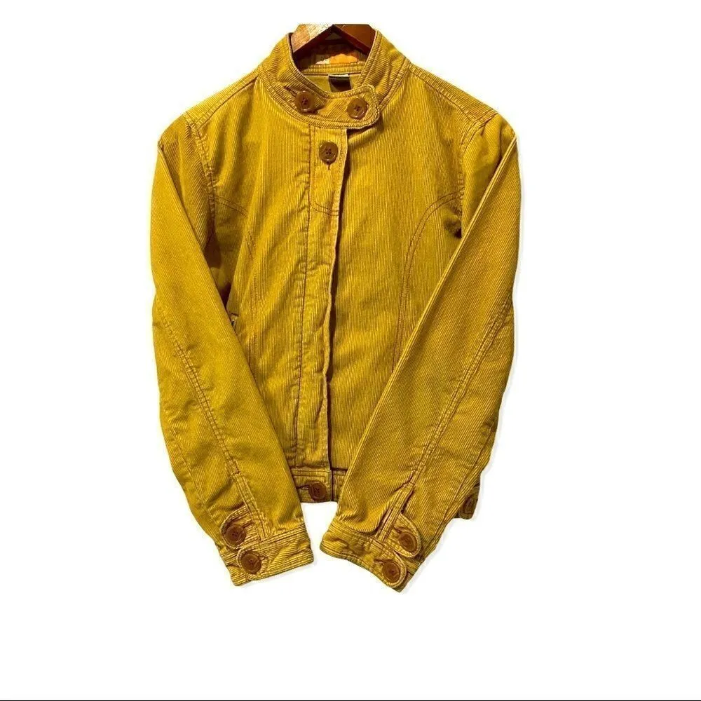 Tulle Yellow Corduroy Cropped Trucker Jacket Yellow Size M - Image 4