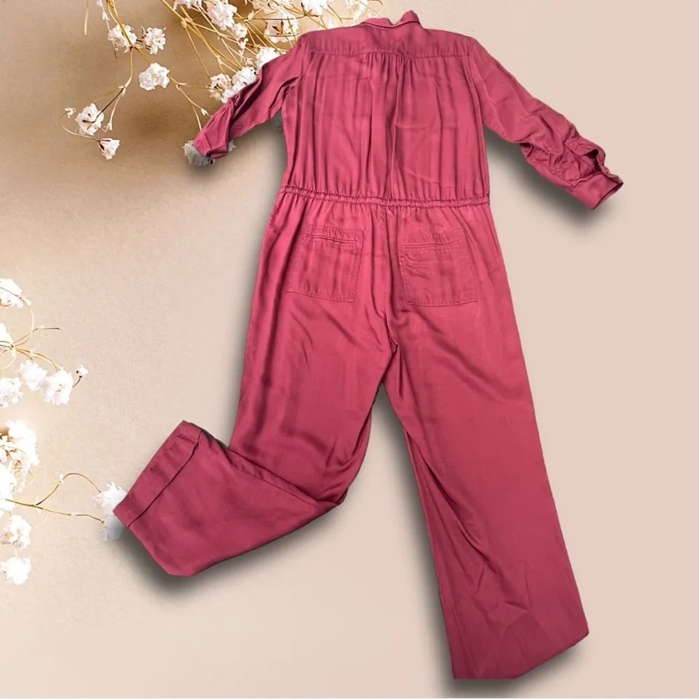 LOFT Utility Romper jumpsuit straight pants drawstring long sleeve Sz LP - Image 5