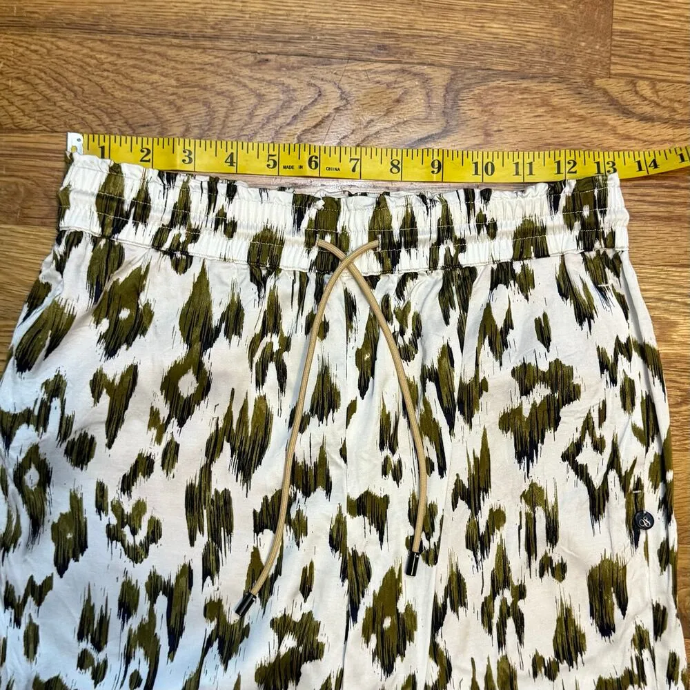 Scotch & Soda Nina Womens XS White Green Printed Satin Mid Rise Tapered Jogger - Image 2