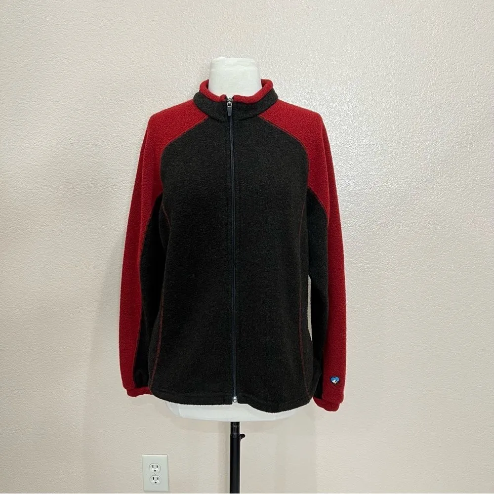 Kuhl Brown with Red Alpaca Full Zip Sweater Size Large - Image 3