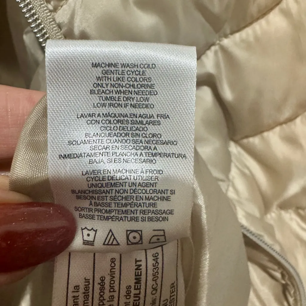 Keren Hart Lightweight Puffer Jacket Beige Zip Front Size L Tan Size L - Image 10