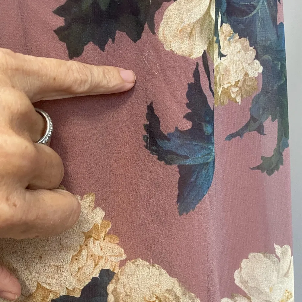 Wilfred Genoa mauve brown smocked side slit floral midi dress Small Purple - Image 12