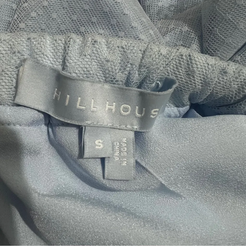 Hill House The Clara Tulle Tiered Dotted Mini Skirt Powder Blue Small :Box 0013: - Image 9