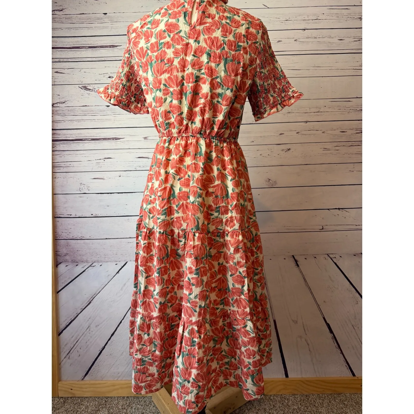 Hayden Los Angeles Midi Dress Smocked NWT  Medium Cottage Ruffle Floral Boho - Image 2