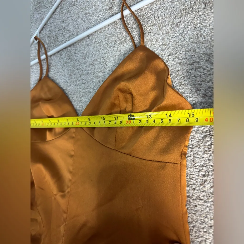 Fame and Partners x Free People Rust Slip Dress Bridesmaid MIDI Dress US 4 - Image 5