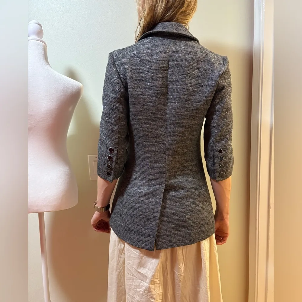 Shoshanna blazer jacket tweed  gray silver sz 4 - Image 2