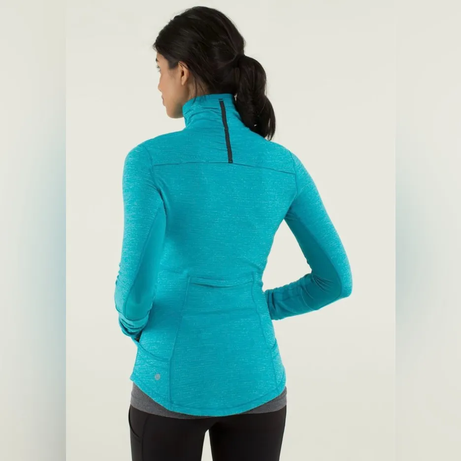Lululemon Base Runner 1/2 Zip Heathered Surge Teal Size 4 - Image 2