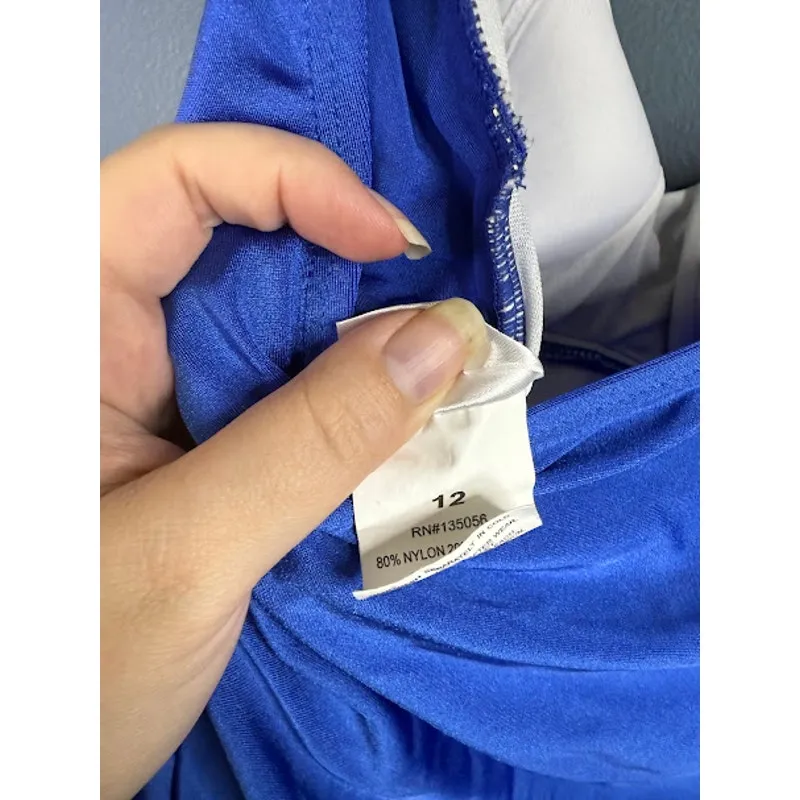 VTG Housewife One Piece Size 12 Swimsuit Removable Strap Ruching Slimming Blue - Image 7