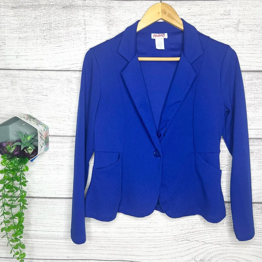 Madrag Royal Blue Cropped BlazerJacket Size Large - Image 8