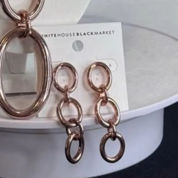 B54. White House Black Market Rose Gold Geometric Toggle Bracelet NWT - Image 7