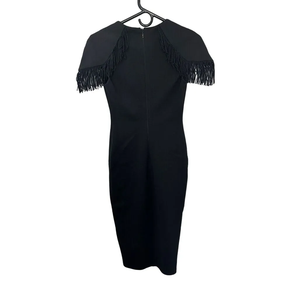 Nookie Mendez Fringe Glam Evening Bodycon Dress NWT Black size Small - Image 5