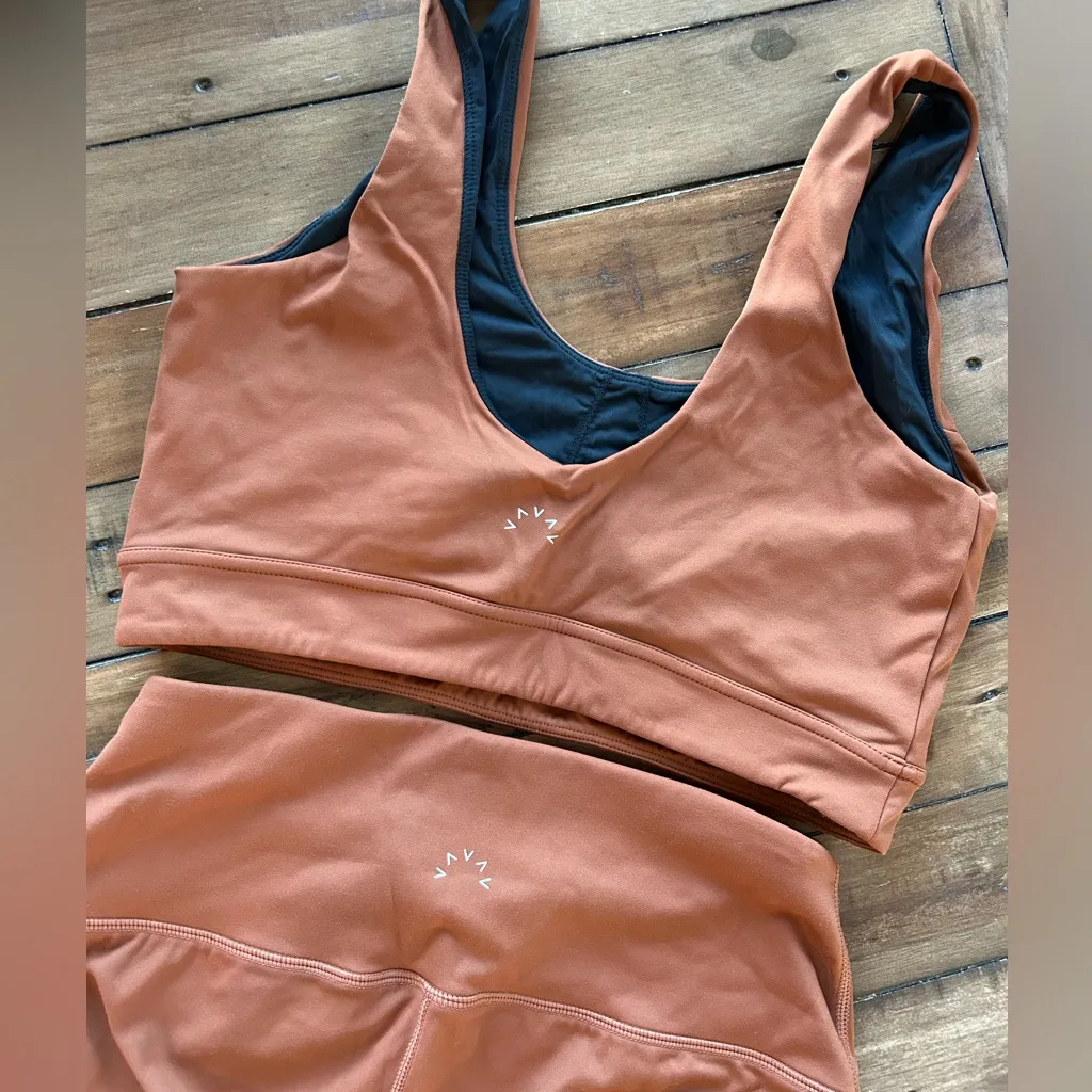 Varley Let’s Go Tortoise Brown Leggings Sports Bra Set M/L - Image 6