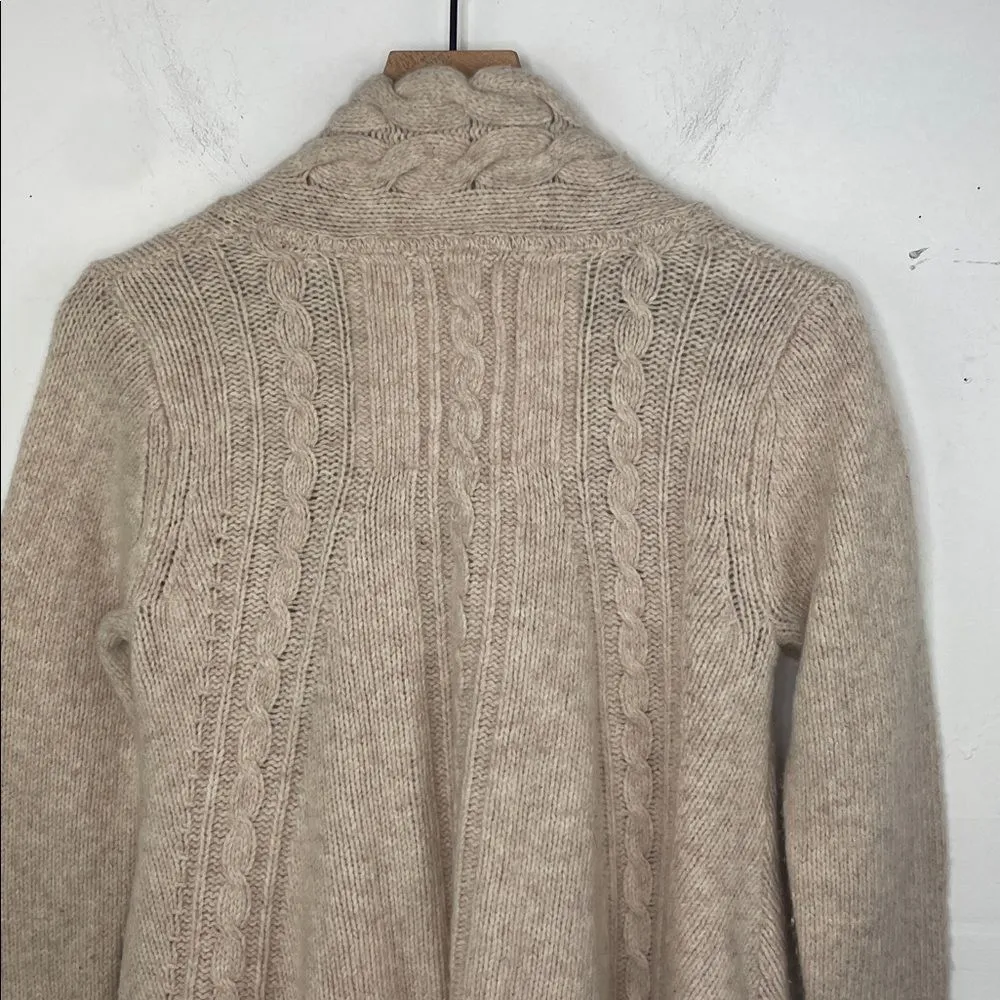 Anthropologie Angel of the North Cable Knit Long Cardigan Sweater Large cream - Image 9