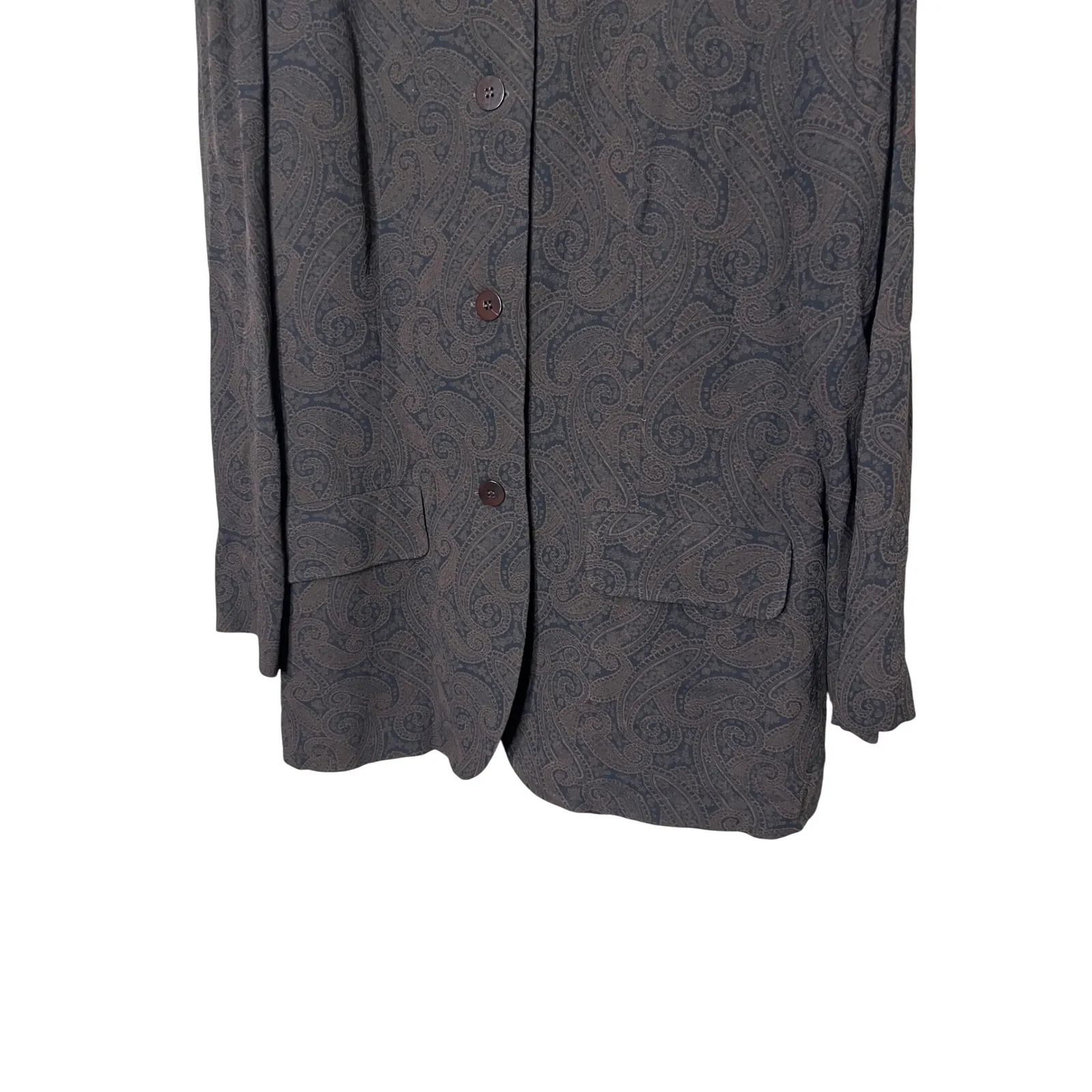 Vintage TAMOTSU NEW YORK Women's Paisley Pattern Blazer Jacket Medium‎ Brown - Image 3