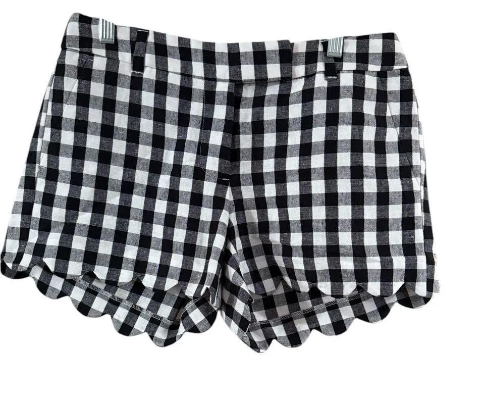 NWOT j  crew size 4, black-and-whitel gingham linen shorts - Image 2