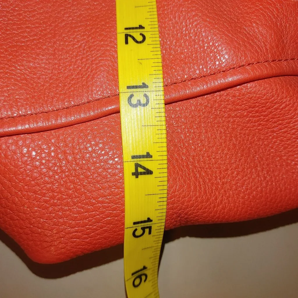 Coach Red Satchel Crossbody Bag Colette Cardinal Pebbled Leather Gold Hardware - Image 6