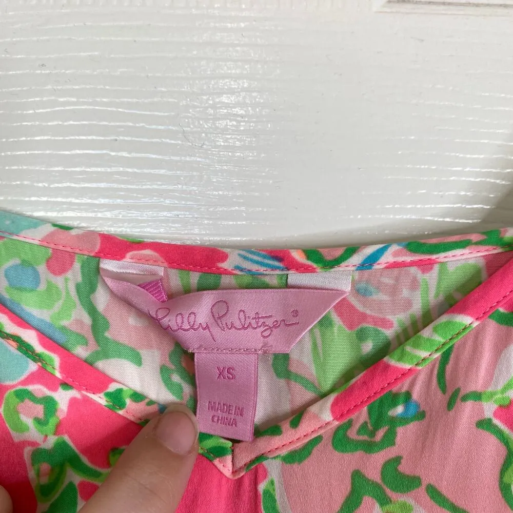 LILLY PULITZER Deanna Romper Flamingo Pink Southern Charm Size XS Preppy Beach - Image 6