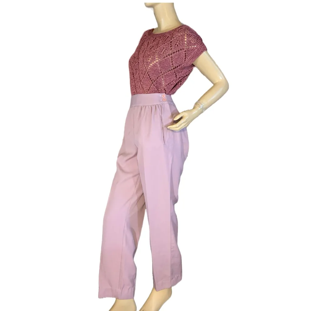 VINTAGE FEELIN' JAZZIE 1980'S DUSTY PURPLE HIGH WAIST STRAIGHT LEG TROUSERS (12) - Image 6