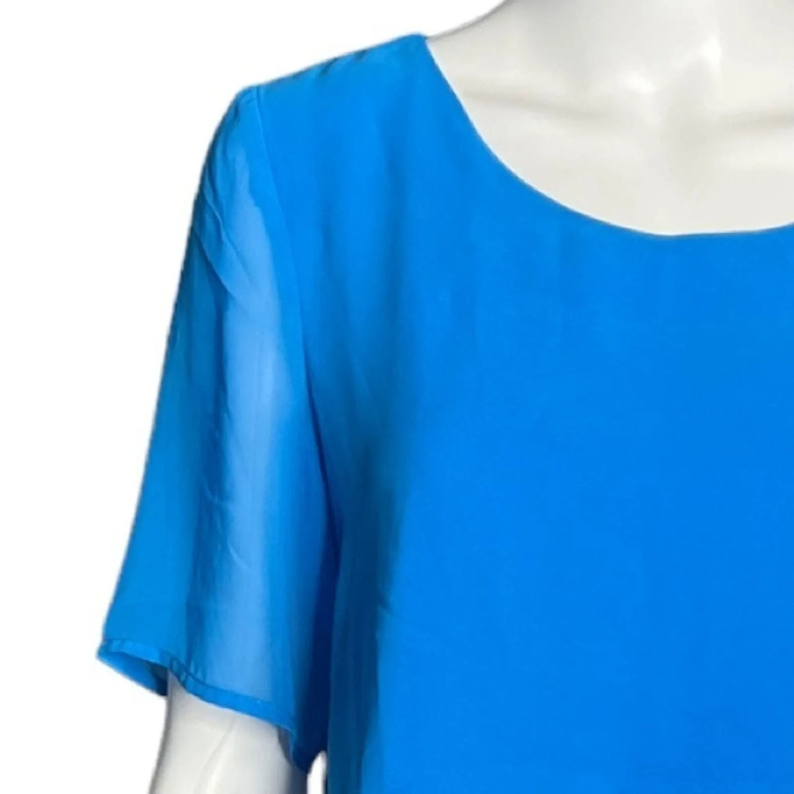 Sioni‎ Shirt Womens Medium Blue Tiered Blouse Layered Chiffon Office Casual - Image 5