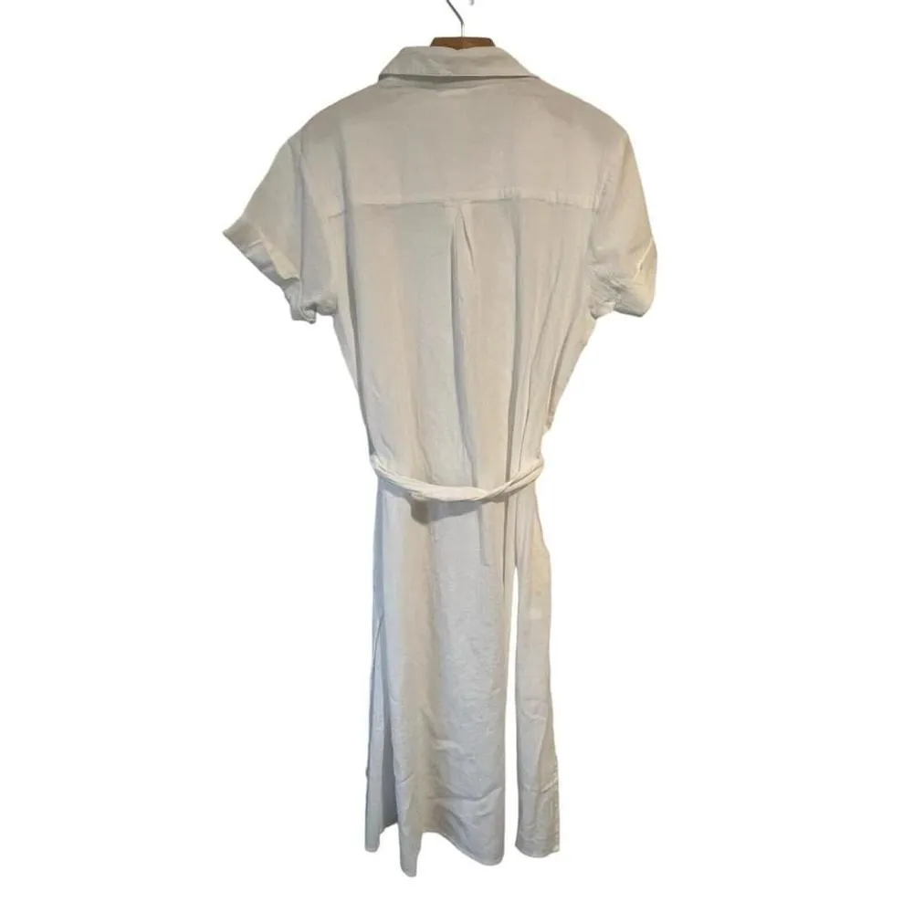 Becca Swim Cover Womens Large White Maxi Button Up Waist Tie Cabana Cover-Up NEW - Image 14