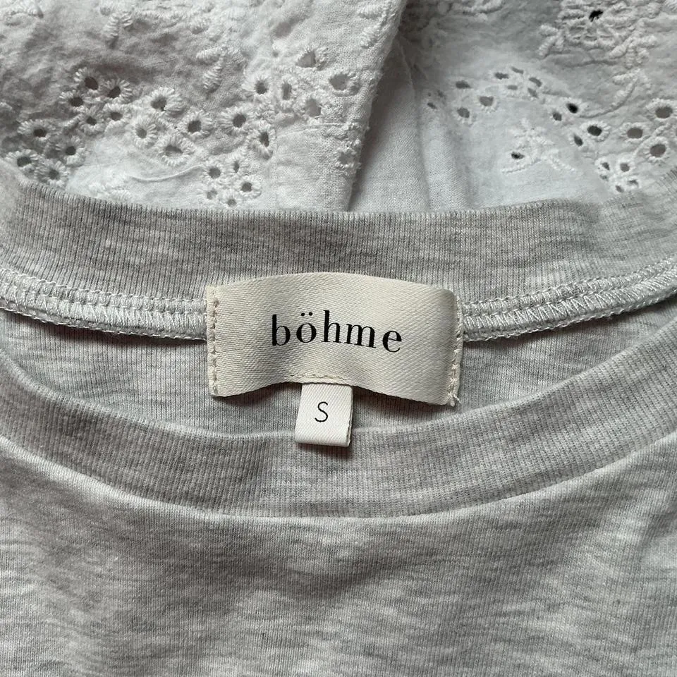 Bohme Embroidered Peplum Top Short Sleeve Crewneck Blouse Casual‎ - Image 3