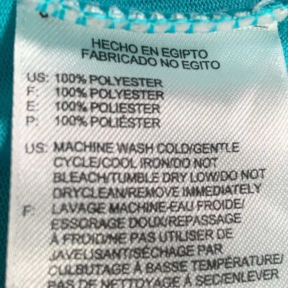 Reebok PlayDry Bright Aqua Long Sleeve V-Neck Performance Workout Top Small - Image 9