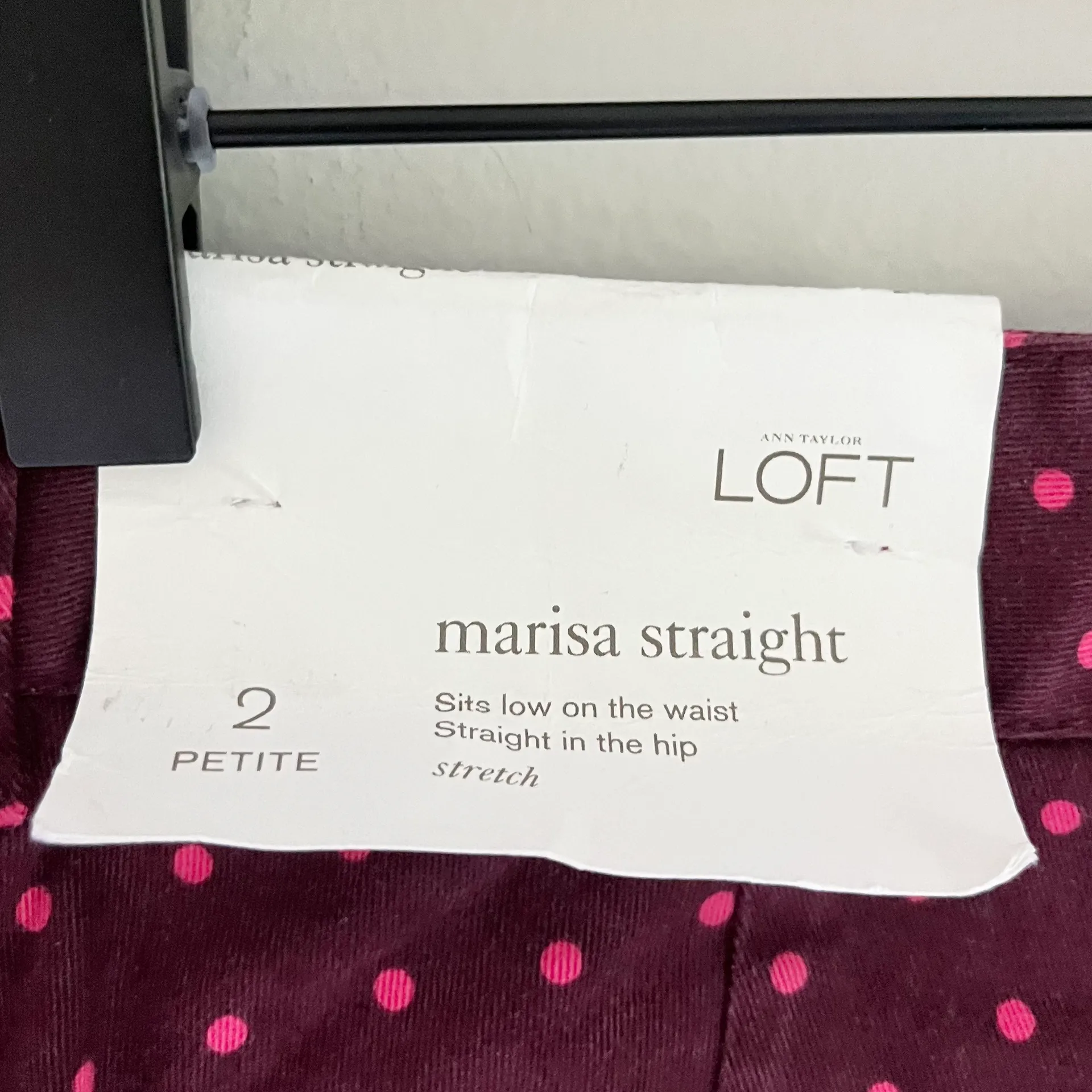 NWT Ann Taylor  Marisa Straight Leg Polka Dot Pants Pink Burgundy 2 Petite - Image 5