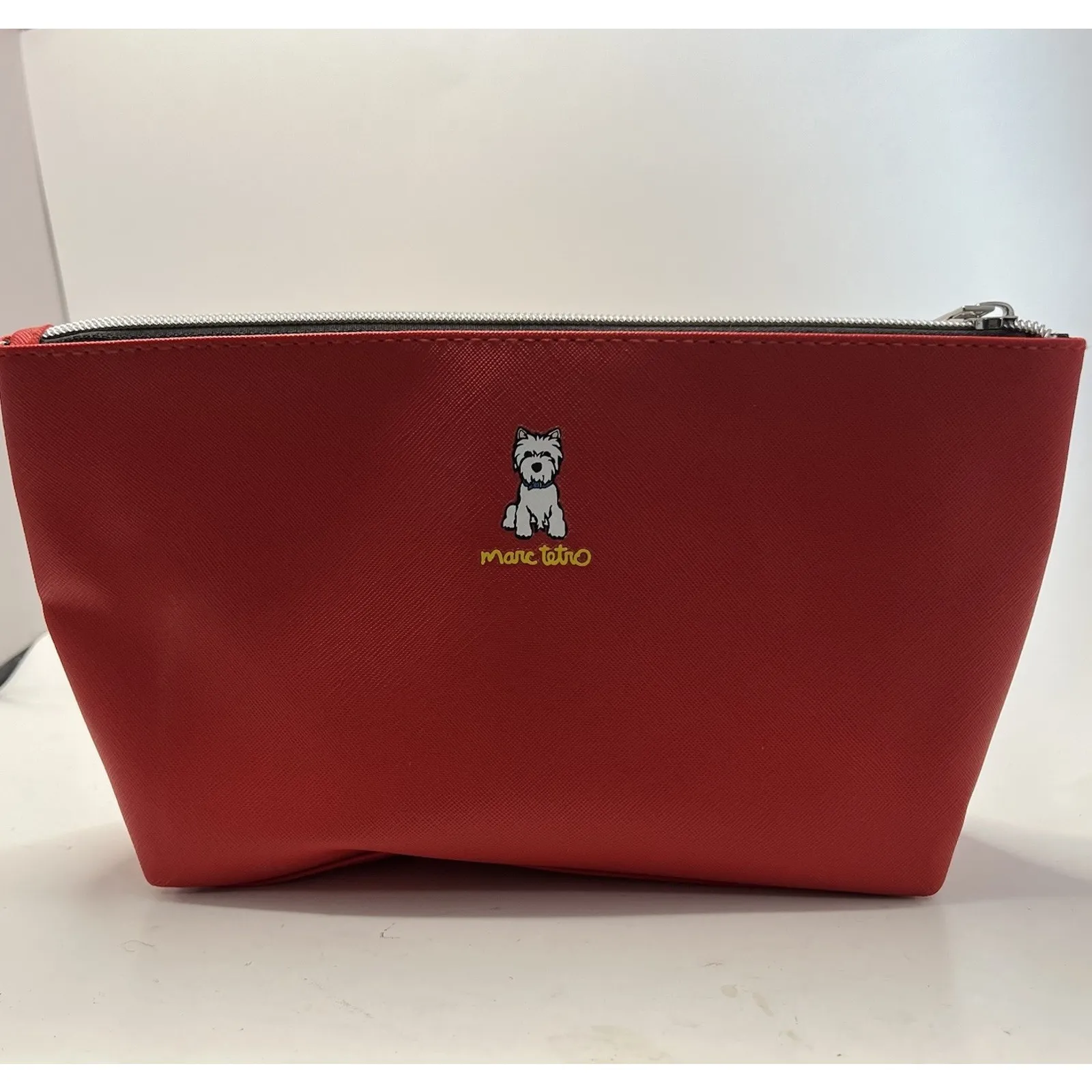 Marc Tetro Red White Black Westie Terrier Dog Striped Lined Clutch Makeup Pouch - Image 7