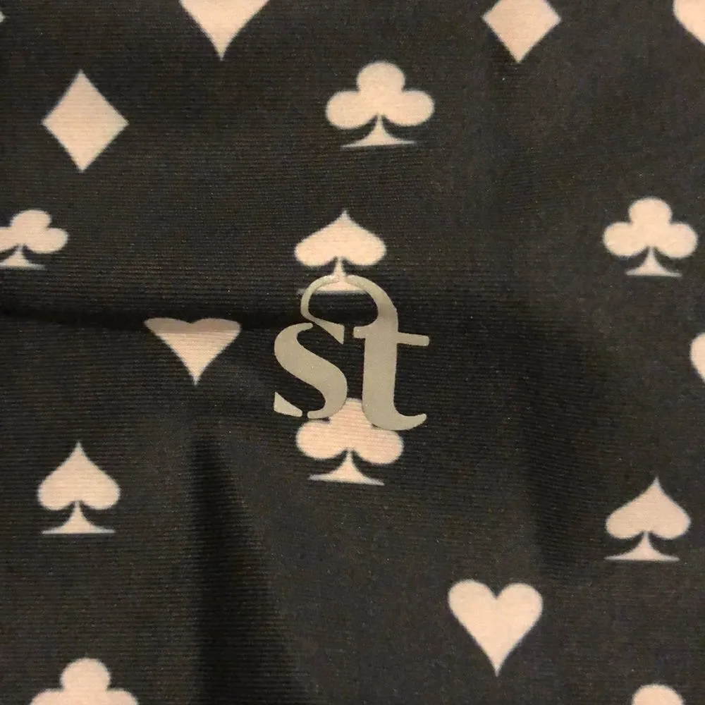 Strut This Black Leggings with Five Card Suits - One Size - Image 5